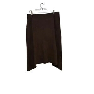 Tribal Brown A-Line Midi Skirt Size 10 faux suede